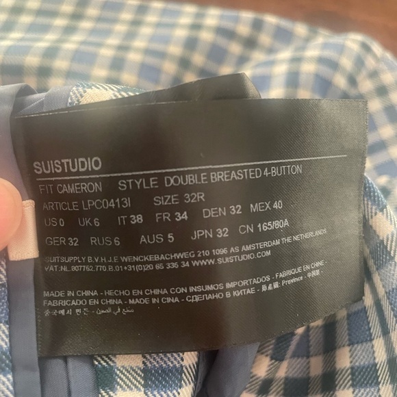SUISTUDIO Cameron Blue Check Blazer- size 0 - Picture 5 of 13
